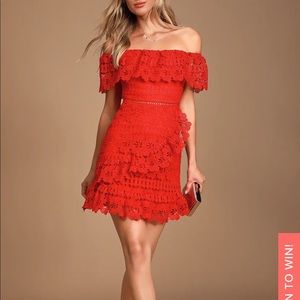 Red LuLus Lace Dress